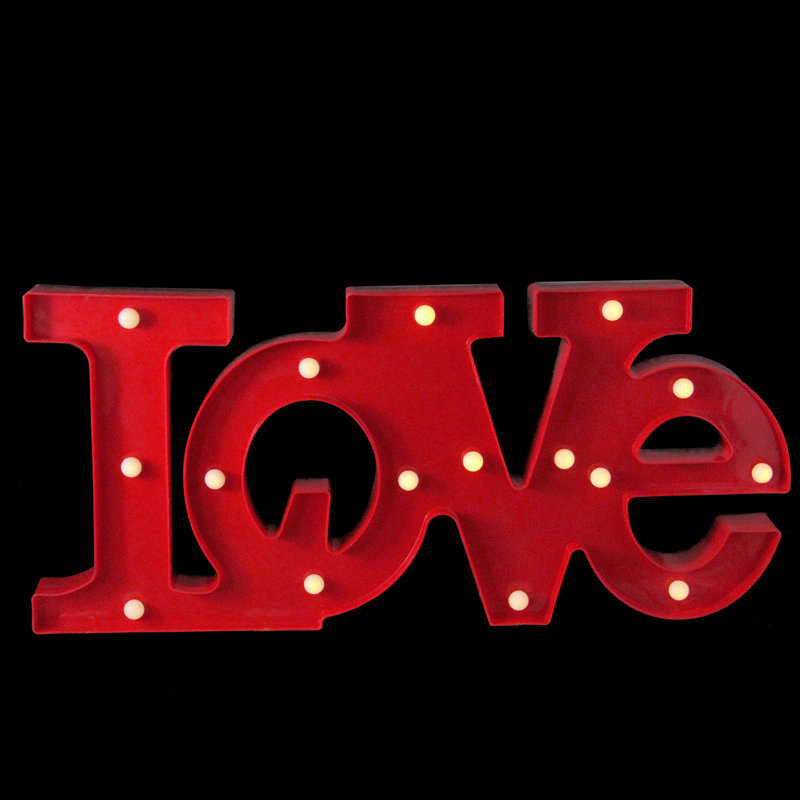 Enseigne murale 20 po DEL «LOVE» rouge pour la Saint-Valentin