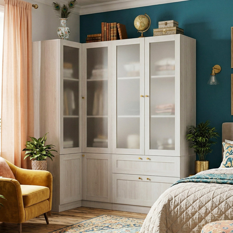Living Room Set With 2 Display Cabinets