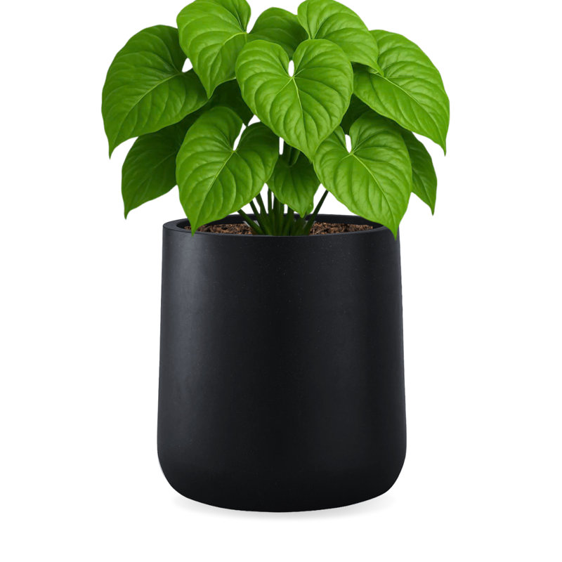 Grand pot à fleurs d'intérieur / extérieur conique en fibre K15 Nest de H 15,3 po x P 15 po (tricorne noir) Kute Nest - ouverture de pot 11,7 po