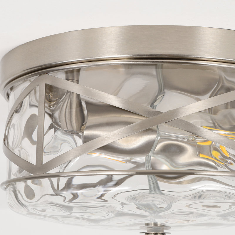 Plafonnier encastré en verre 2 lumières Alixandra, Nickel brossé, L 11,81 po x l 11,81 po x H 5,9 po