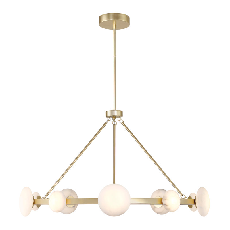 Lily Gold 10-Light LED Chandelier with Alabaster Shades