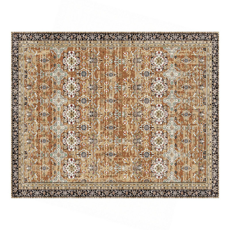 Large Area Rug 7.5X9.5 Ft Anti-Skid Tear-Resistant Floor Mat Vintage Brown Green