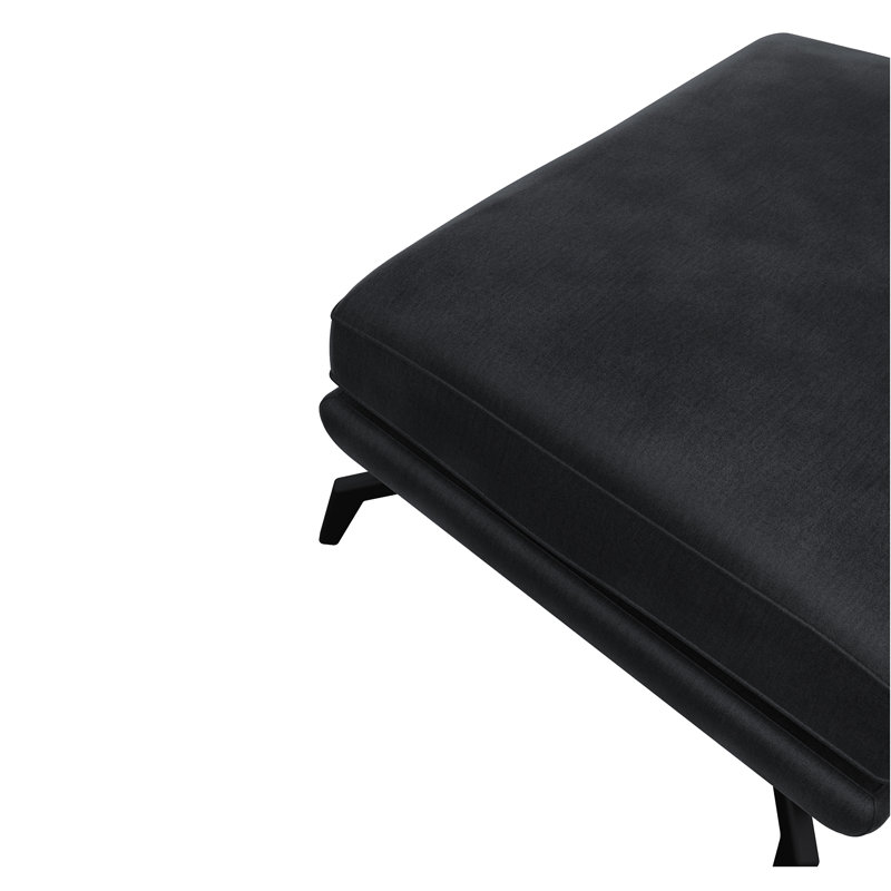 Unic 90cm Wide Velvet Rectangle Solid Colour Footstool Ottoman, Charcoal Grey