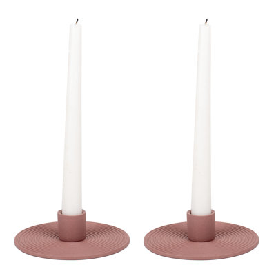 Ensemble de 2 bougeoirs en céramique rouge brique