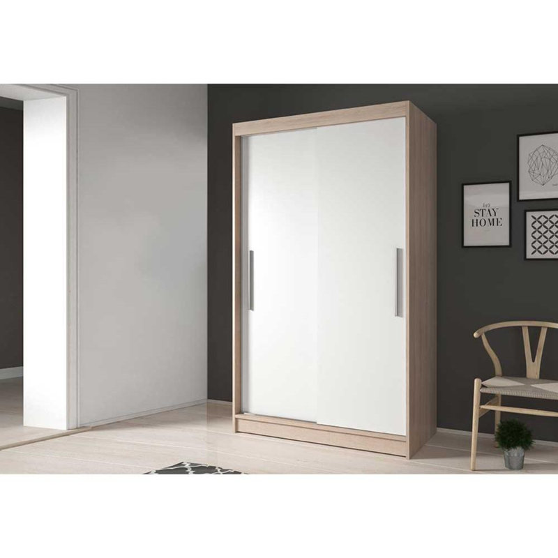 Haig 2 Door Manufactured Wood Wardrobe, Oak/White