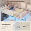 Lit superposé (1 place et 1 place) avec escalier de rangement, 8 tiroirs, tête de lit avec station de recharge, blanc-1099578336