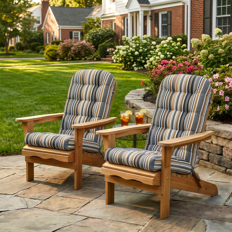 Outdoor/Indoor High Back Chair Cushion, Brown Stripes