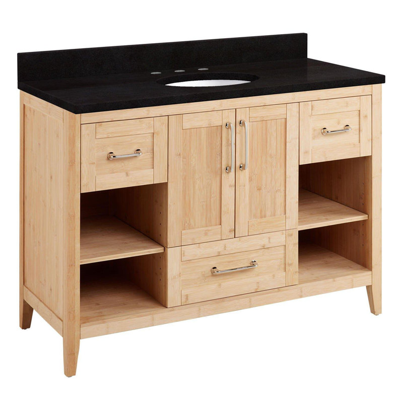 Burfield 48" Single Bathroom Vanity Set with Oval Undermount Sink, 8" Widespread, Feathered White Quartz, White