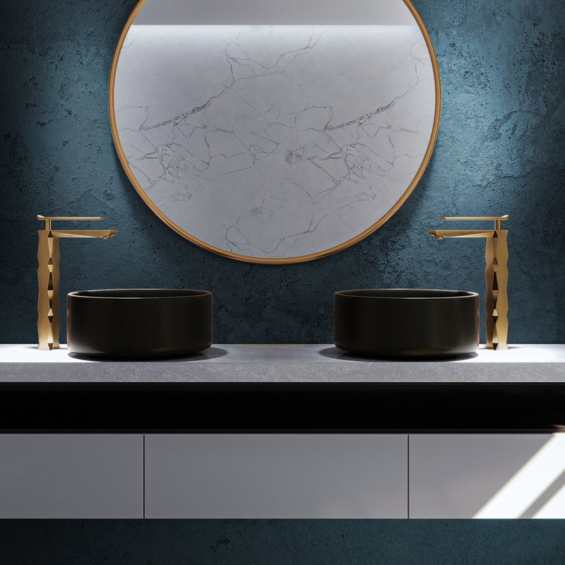 Ikon High Luxury Vessel Sink Bathroom Faucet, Polished Gold