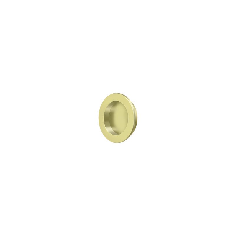 Deltana FP238U5 Flush Pull , Round, HD, 2-3/8", Solid Brass in Antique Brass, 2 3/8", Polished Brass