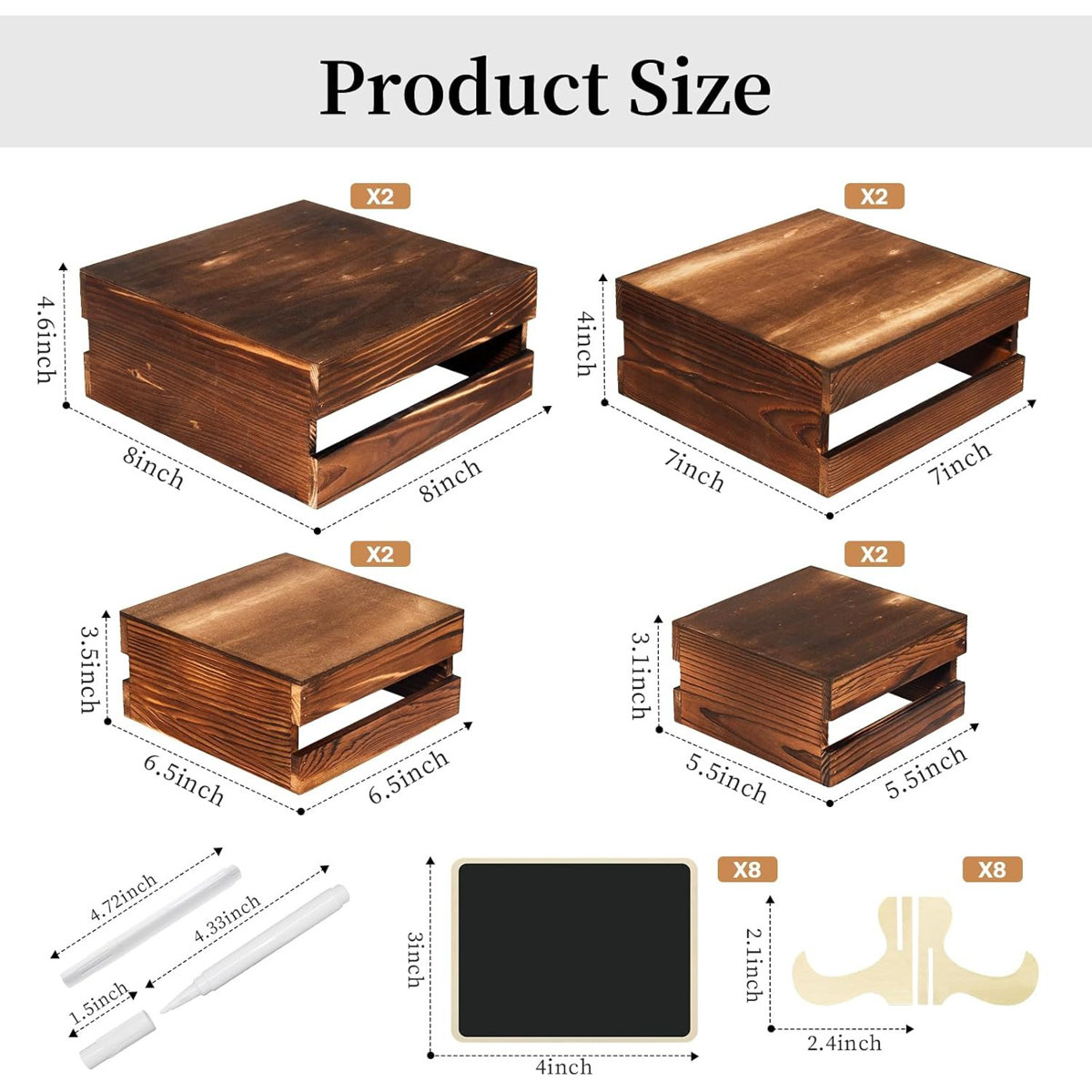 FashionSecretsLLC 8 Pcs Buffet Risers with Mini Signs, Rustic Wood Cake ...