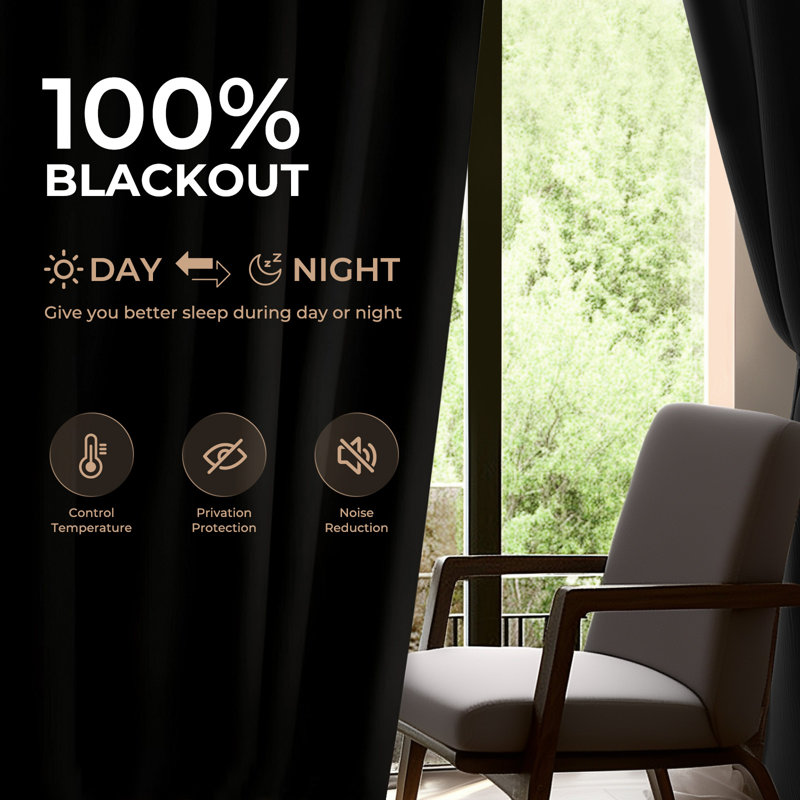 Isio 52" W 100% Blackout Curtain Panel, Thermal Insulated Rod Pocket, 52" W x 84" L, Orange