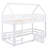 Twin over Twin House Bunk Bed with Fence and Door, Playhouse Themed Bunk Bed with Safety Guardrails and Entry Door, White Finish for Kids Room,Mattress not included