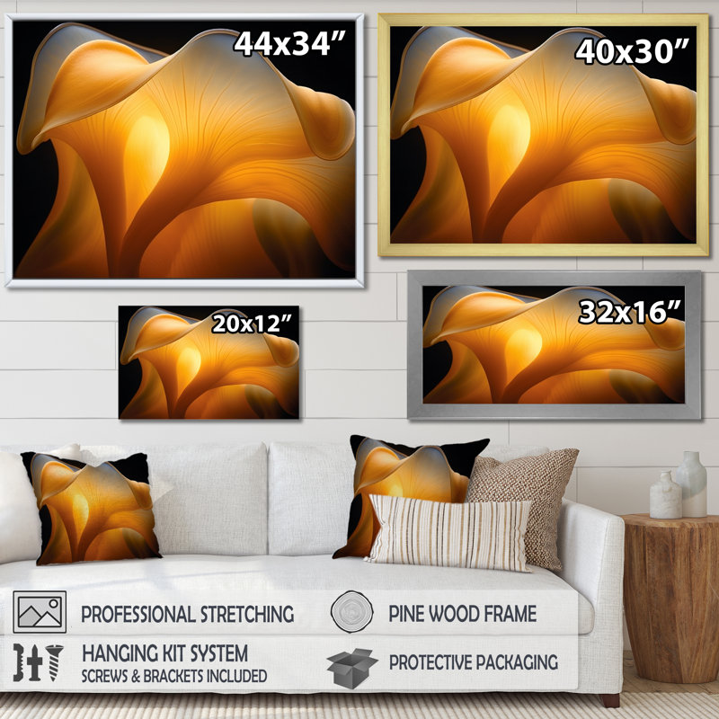 Fleur jaune, photo de soleil sur toile, Cadre photo noir, H 30 po x l 40 po x P 1,5 po