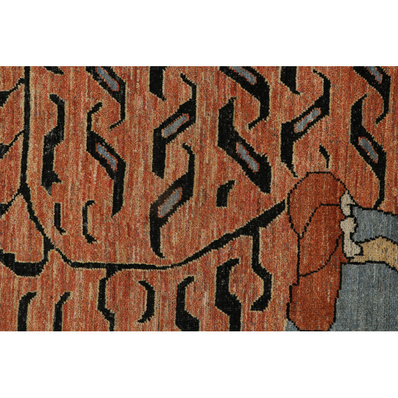 Rug & Kilim’S Pictorial Tiger-Skin Rug In Orange, Blue And Black, Rectangle 5' x 7'
