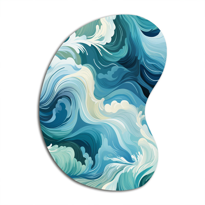 Petit - reproduction de sculpture murale asymétrique bord de mer en métal, forme irrégulière, H 31 po x l 22 po