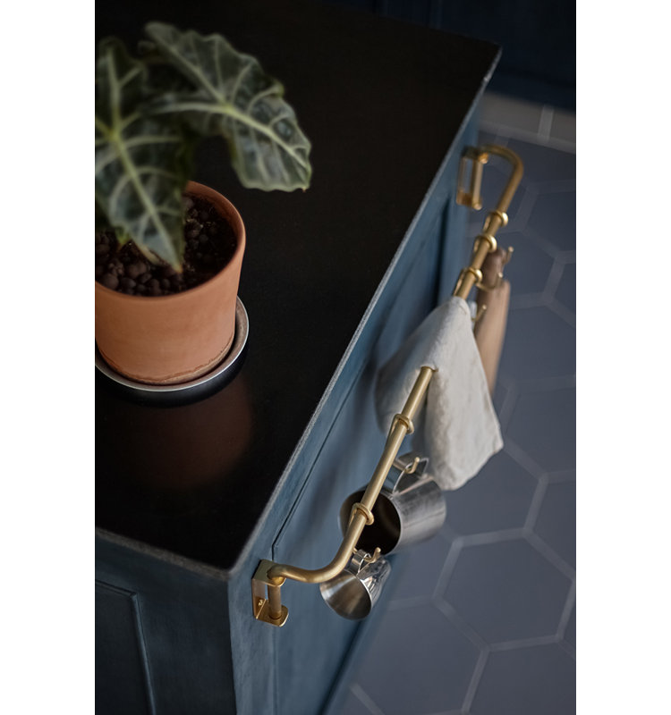 Rustic Solid Brass Kitchen Utensil Rail