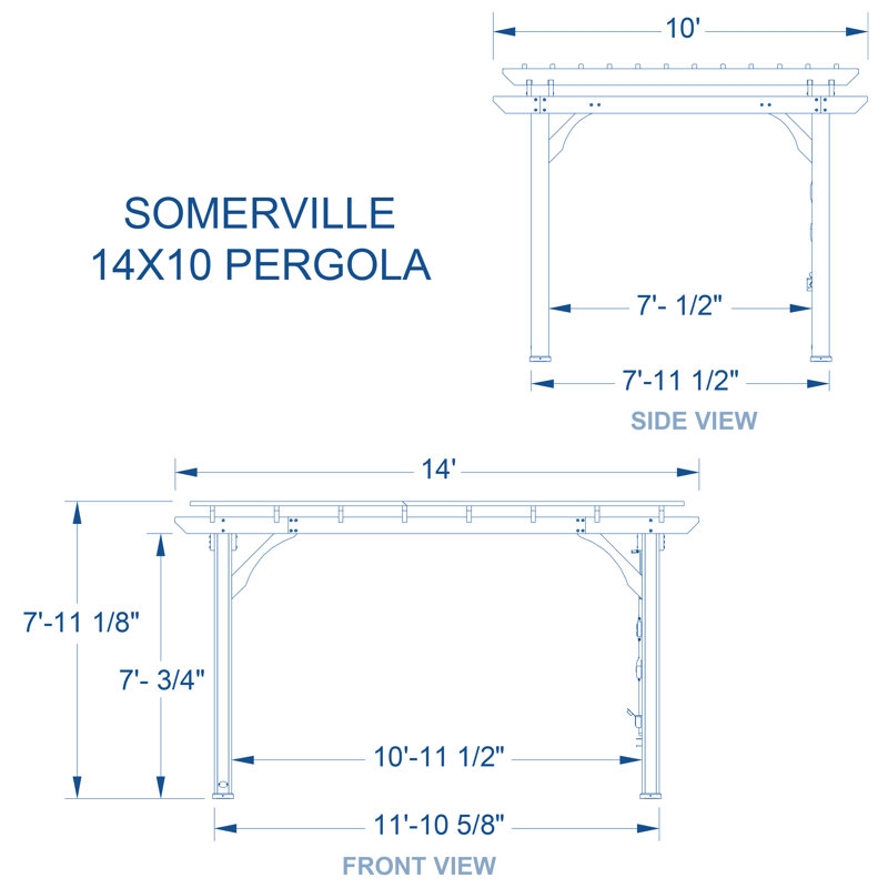 Somerville 14' x 10' Cedar Wood Pergola with USB Ports