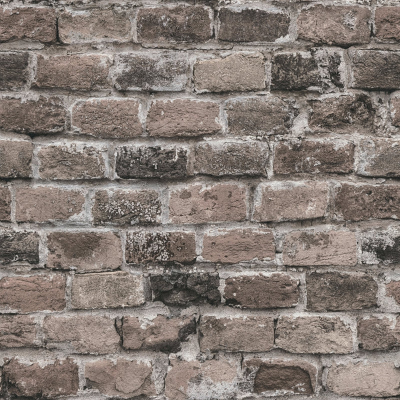 The Bricks and More Brickshire Residents Motif 10.05m x 53cm Matte Wallpaper Roll, Brown