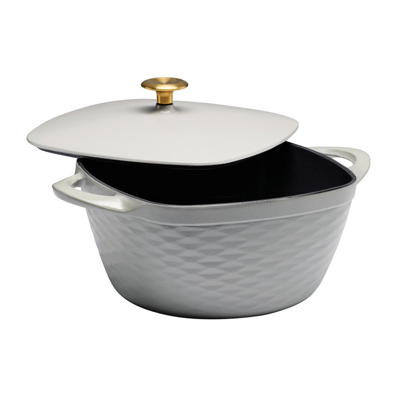 Tramontina Prisma 7 Qt Enameled Cast Iron Covered Square Dutch Oven, Gray