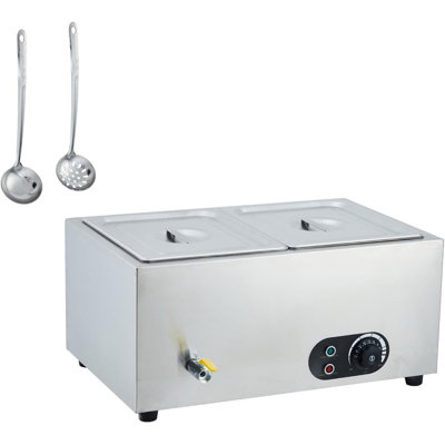 Commercial Food Warmer Stainless Steel 1500W, 2/3/6-Pan Electric Buffet Bain Marie for Restaurants & Hotels