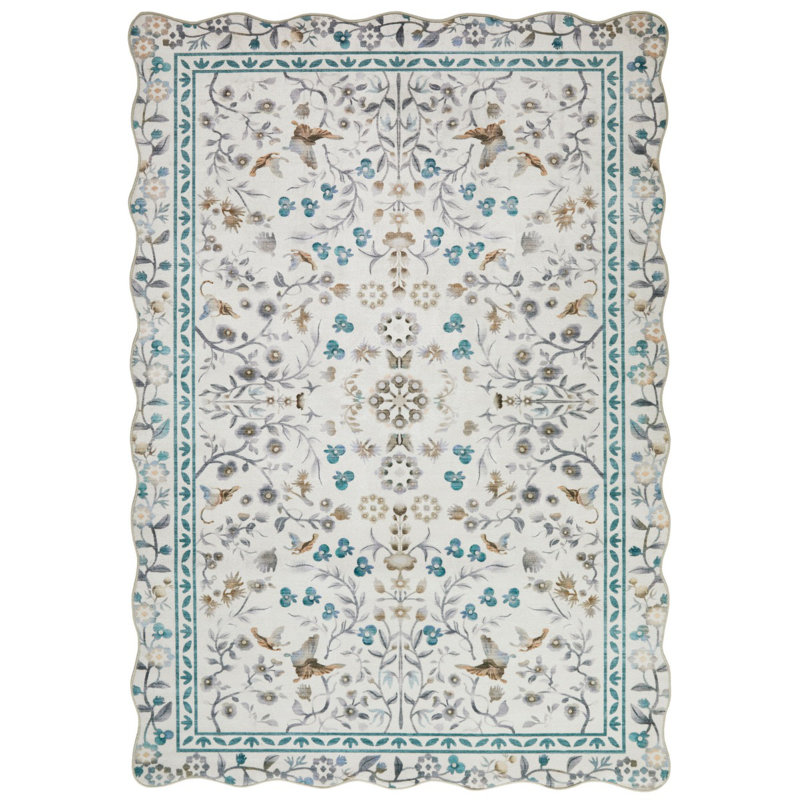 Ivory Traditional Soft Washable Rug For Bedroom, Dining Room, Stain Resistant Modern Rug, Rectangle 160 x 230 cm