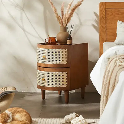 35cm W Solid Wood Bedside Table