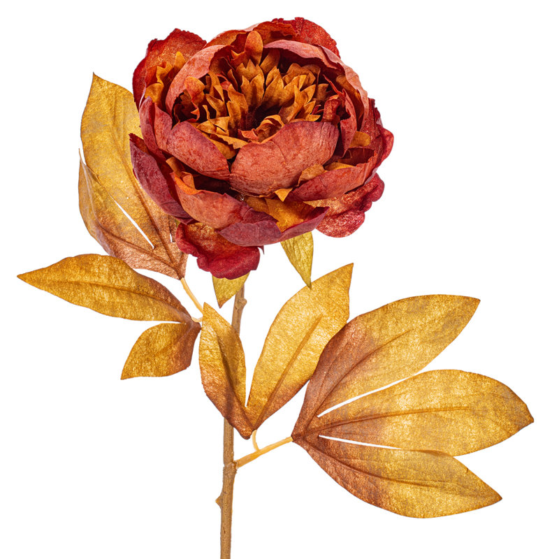 Vickerman 21" Artificial Red/Brown Peony Stem 6/Bag. Recommended for indoor use., Brown