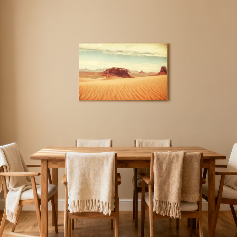 Paysage désertique avec dunes de sable et formations rocheuses - Ensemble de 1 tableau sur toile tendue, H 16 po x l 24 po