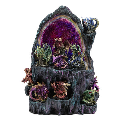 Ensemble de figurine pour présentoir à cristal dragons avec geode en cristal del 13 pièces Kesterman