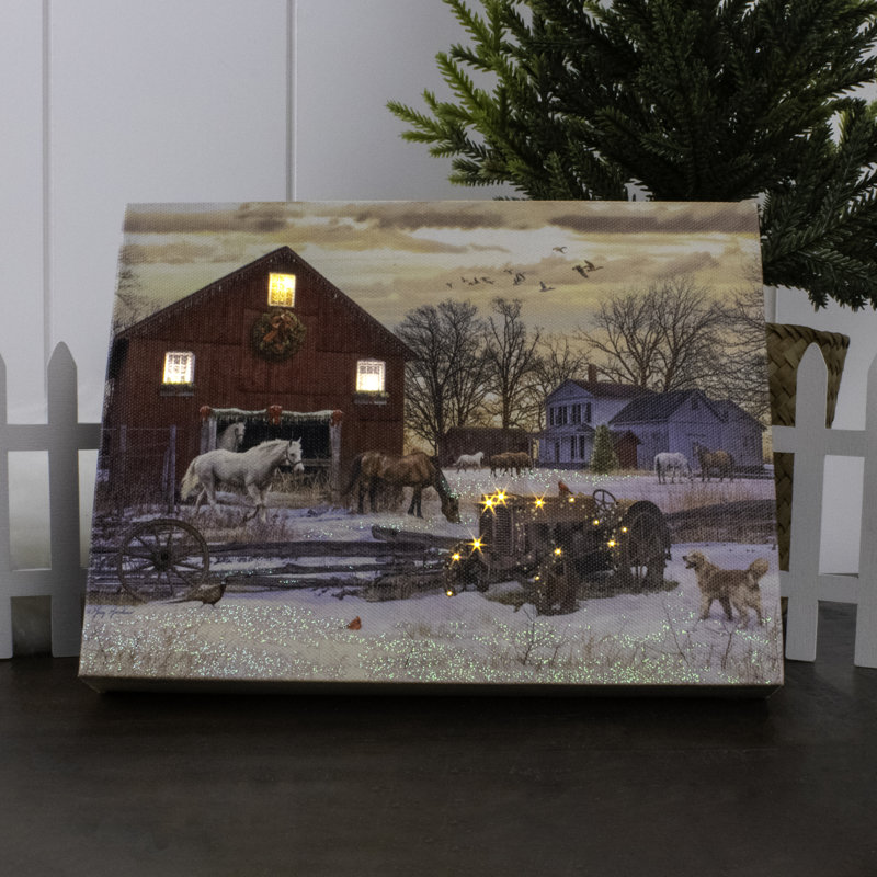 Winter Farm 8X6 Lighted Tabletop Canvas
