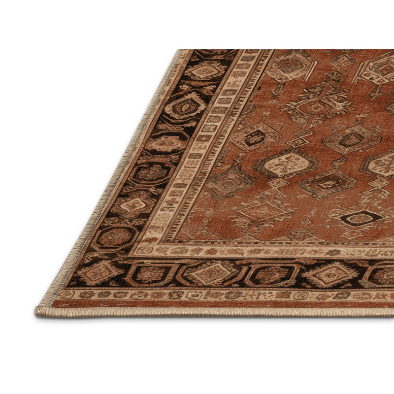 Tapis brun lavable à la machine, Rond 7 pi