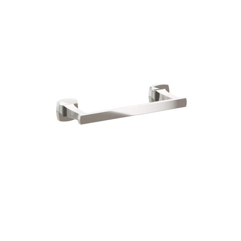 Porte-serviettes évasé transitionnel 9 po avec rosette carrée Emtek, Nickel poli, H 1,625 po x L 10,375 po x P 3,125 po