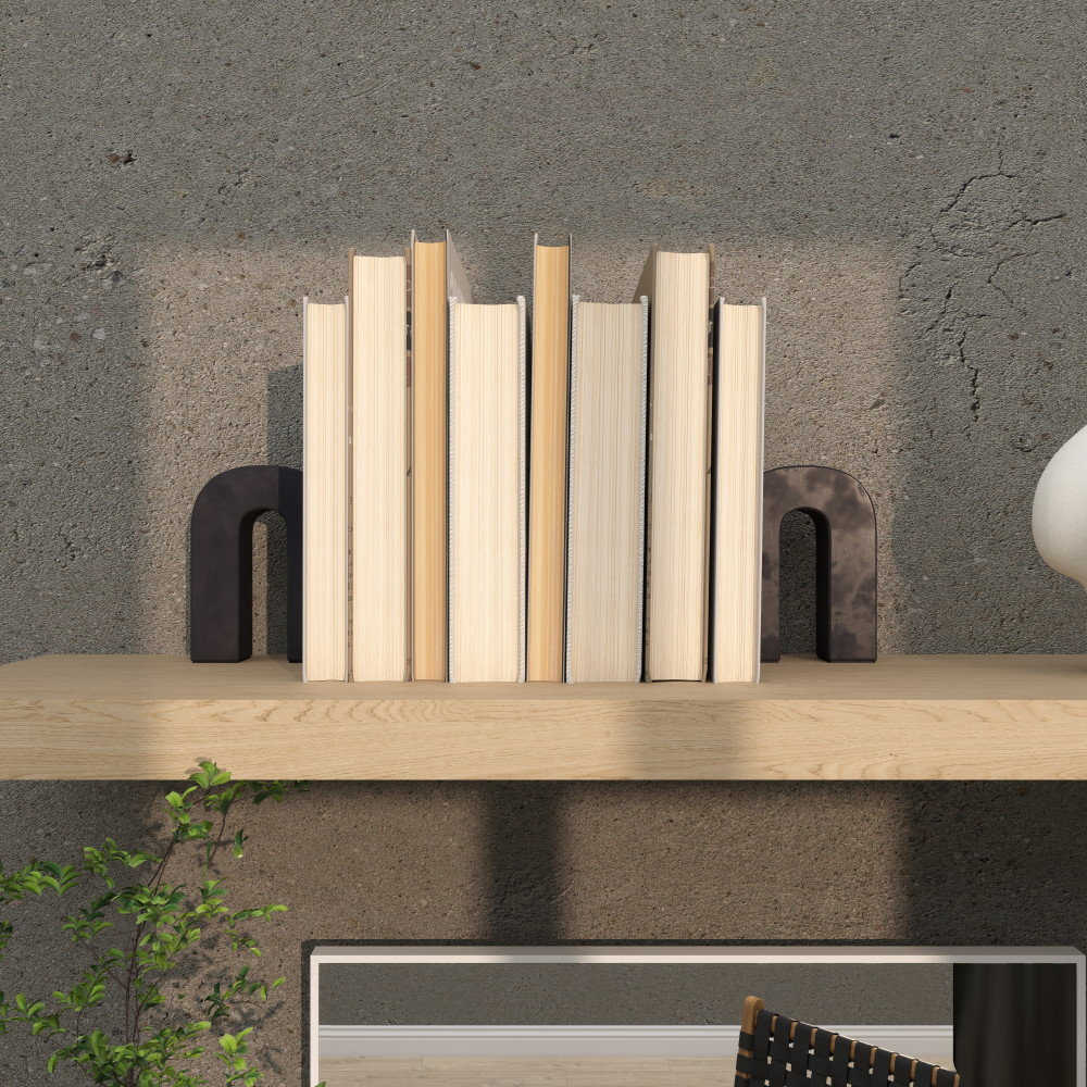 Alexandrea Genuine Marble Decorative Bookends, Black