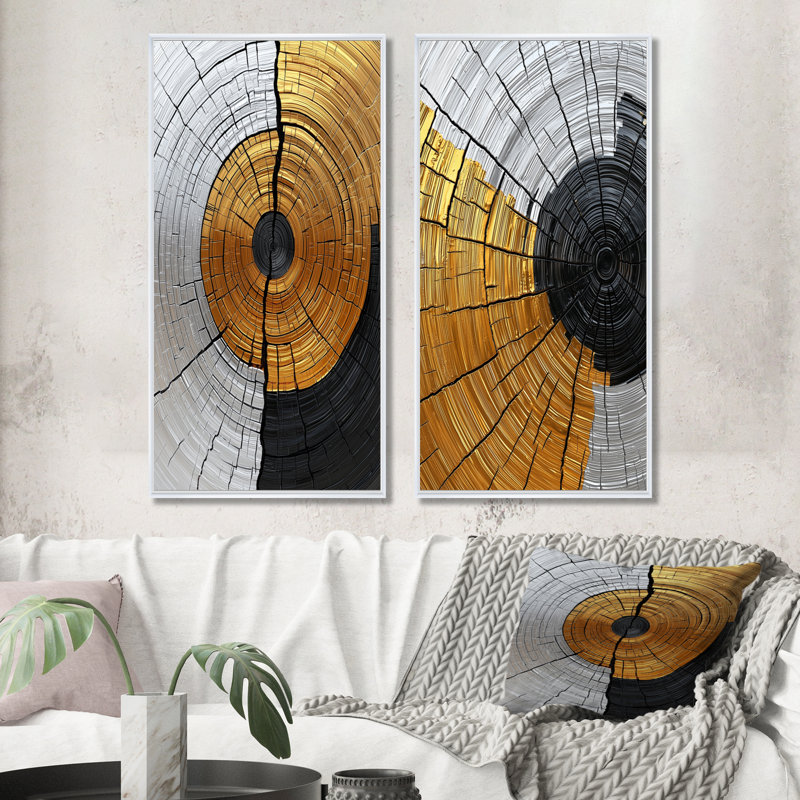 Glissade en bois doré gris Roots Of Serenity I - Paysages, décoration murale 2 panneaux, H 40 po x l 41 po