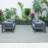 Hokku Designs Letendre 4-Piece Outdoor Patio Sectional Loveseat Set Black Aluminum with Cushions-70374805