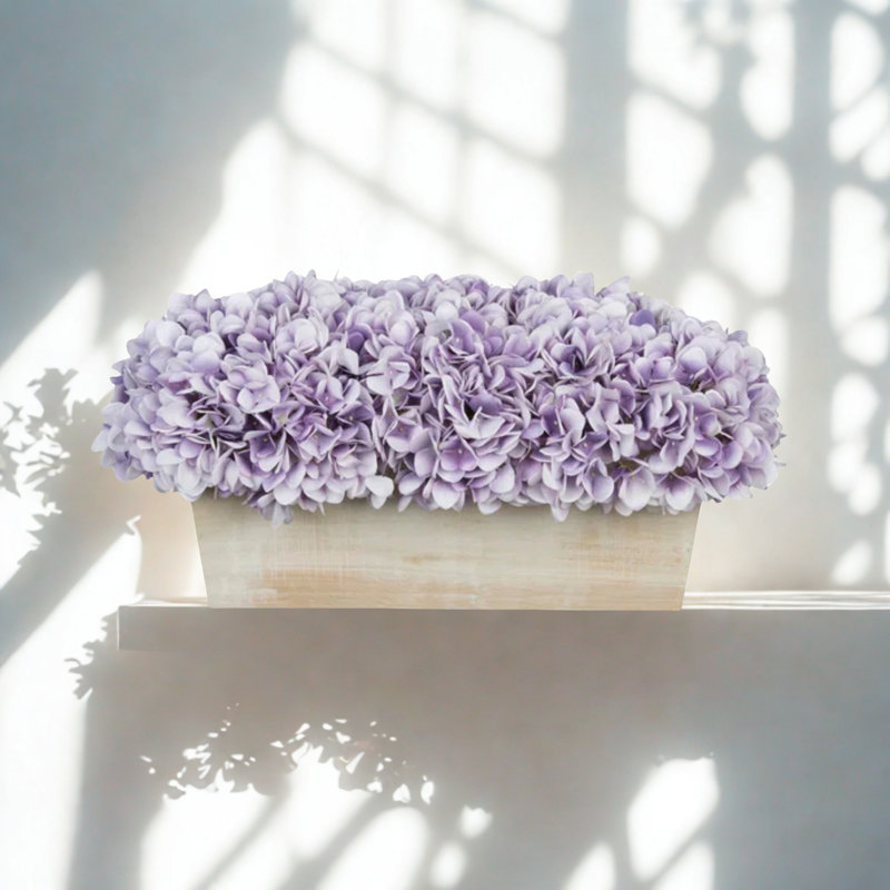 Arrangement d'hortensias lavande en pot synthétique, Lavande, Beige