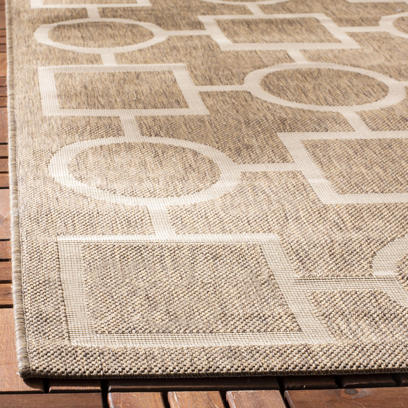Arneshia Geometric Brown/Tan Area Rug, Round 7'1"