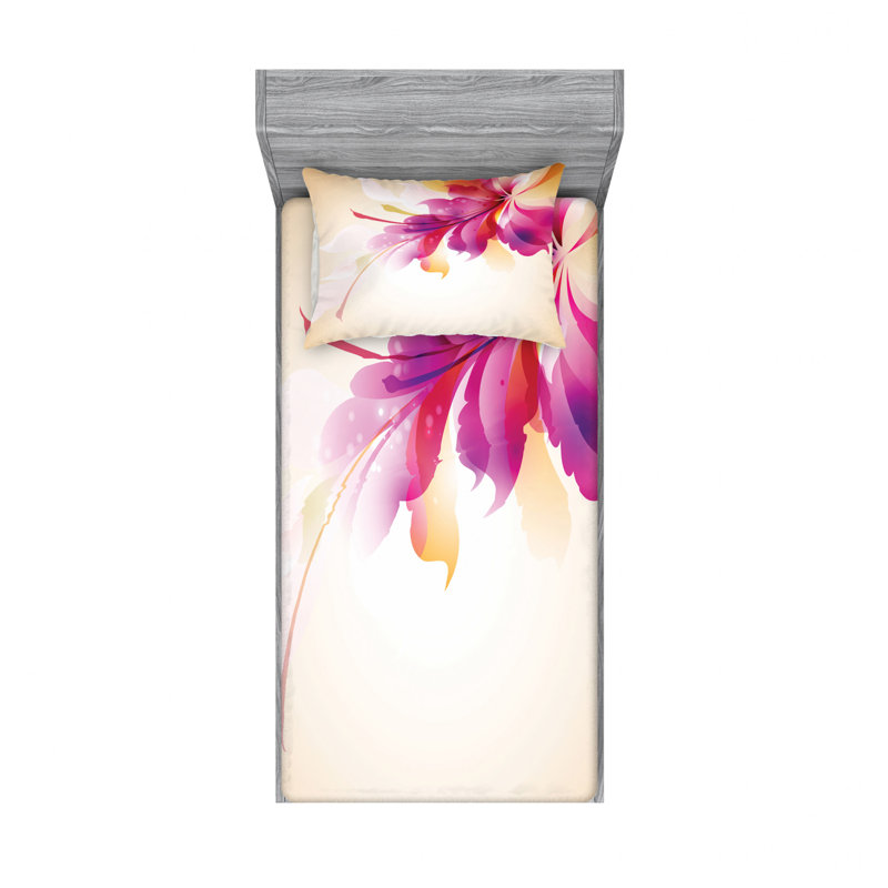 Microfiber Floral Sheet Set, Twin XL Sheet Set with 1 Pillowcase