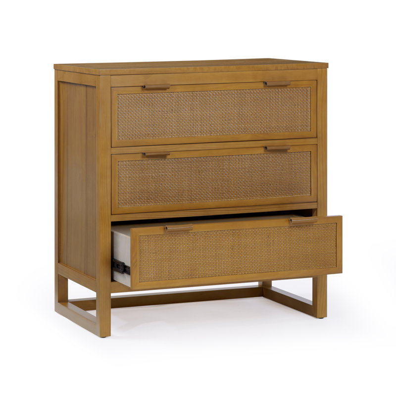 Solid Wood 76cm W 3 - Drawer Chest of Drawers, Brown