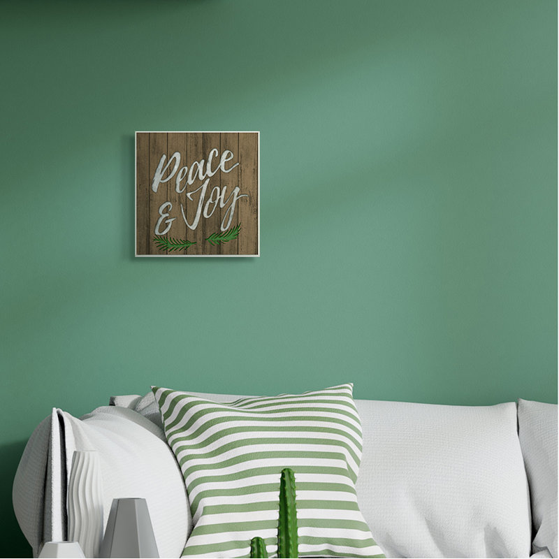 «Peace and Joy Winter Rustic Expression Wooden Pattern» par Elizabeth Medley - reproduction d'art textuel, Plaque murale