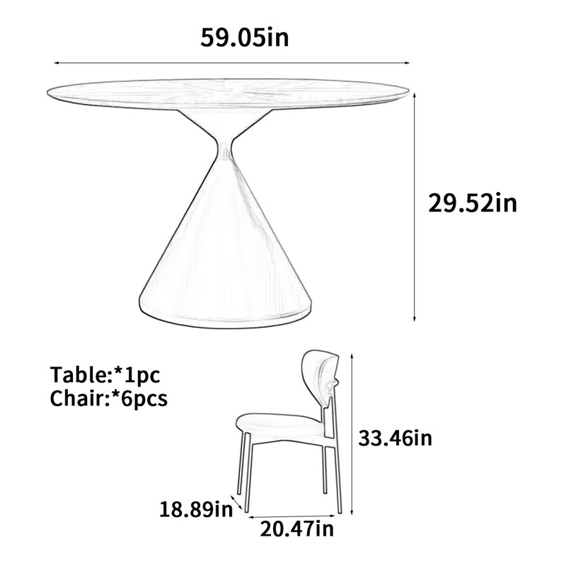 Table ronde en bois massif French French, H 29,52 po x L 59,05 po x l 59,05 po