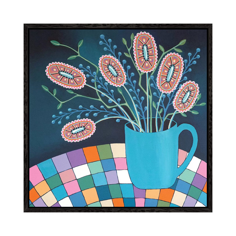 Mug Of Joy by Lisa Frances Judd - Painting on Canvas, 45.72cm H x 45.72cm W x 3.81cm D, Black Floater Framed