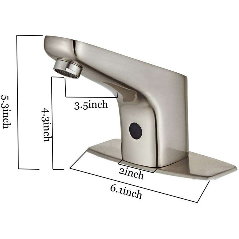 Robinet à capteur automatique à fixation sur le comptoir en nickel brossé