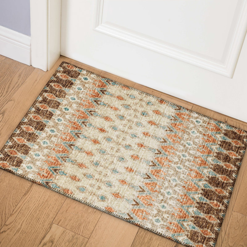 Arlethia Chenille Washable Ikat Indoor / Outdoor Rug, Rectangle 1'8" x 2'6"