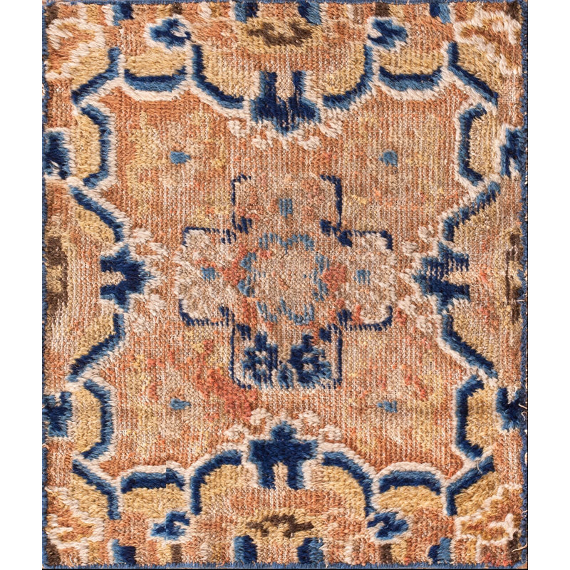 Petit tapis carré antique en laine Ningxia