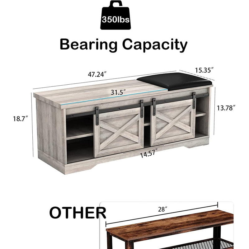 Banc de rangement pour chaussures Dova, Gris