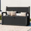 Banc de rangement extérieur en résine 70 gallons avec accoudoirs, boîte de terrasse imperméable, couvercle verrouillable et sièges de 500 lb-115747727