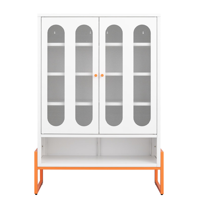 Armoire à chaussures à double face en maille avec pied de 5,9 po de hauteur, cloisons réglables pour les besoins de rangement sur mesure, robot de balayage à base creuse, métal noir thermolaqué, autoportante moderne
