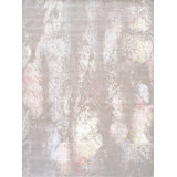 Hand Knotted Wool Abstract Area Rug in Ivory